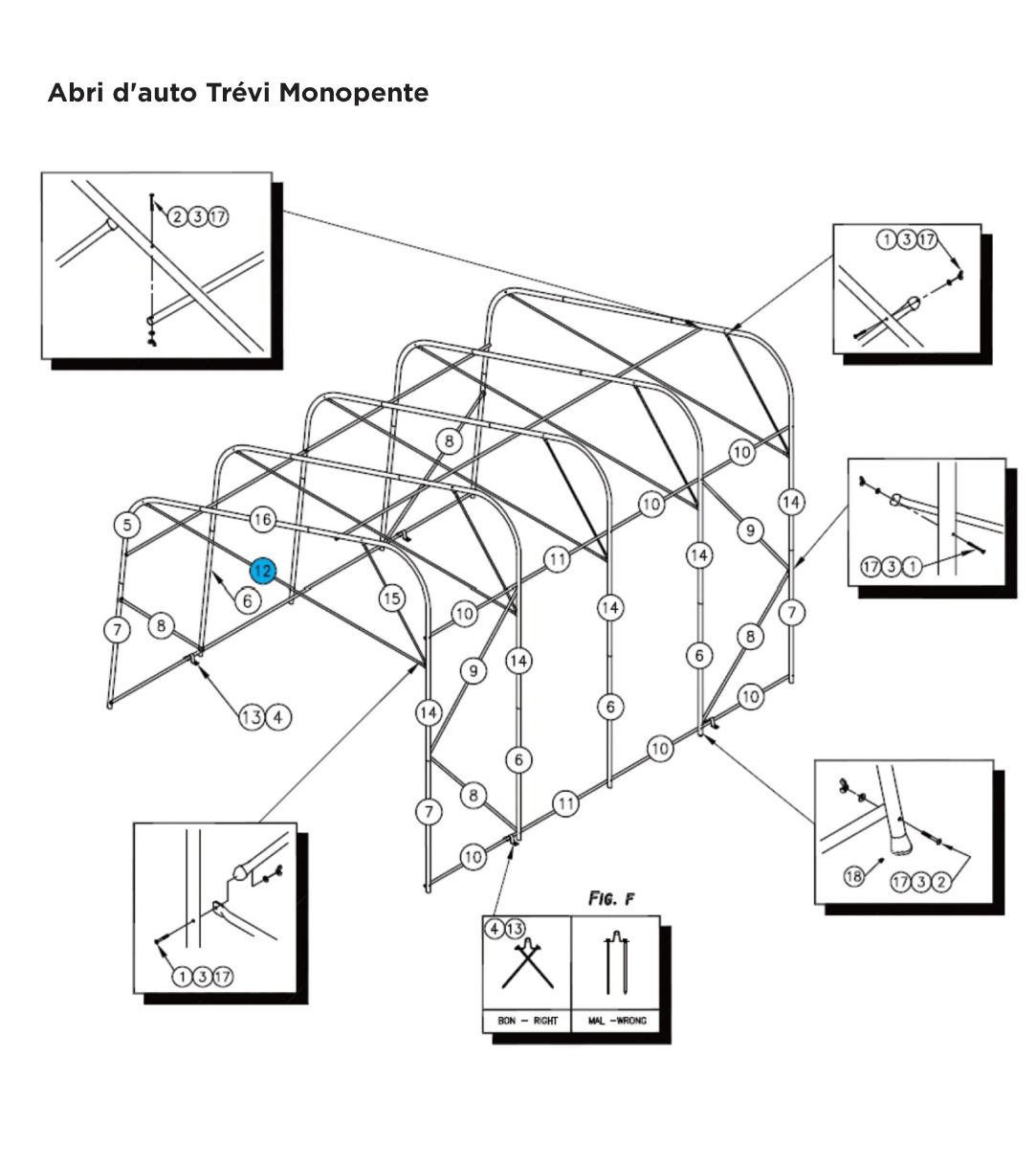 #8 (Royal) #12 (Monopente) Barre de porte 106 8/9''