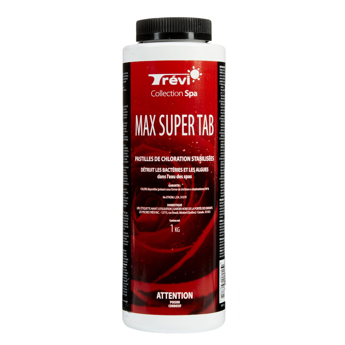 Trevi Max Super Tab slow-dissolving chlorine tablets for spas