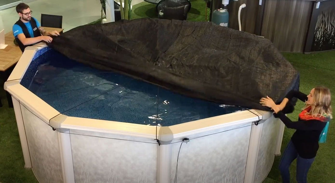 Installation de la toile mèche pour piscine hors-terre