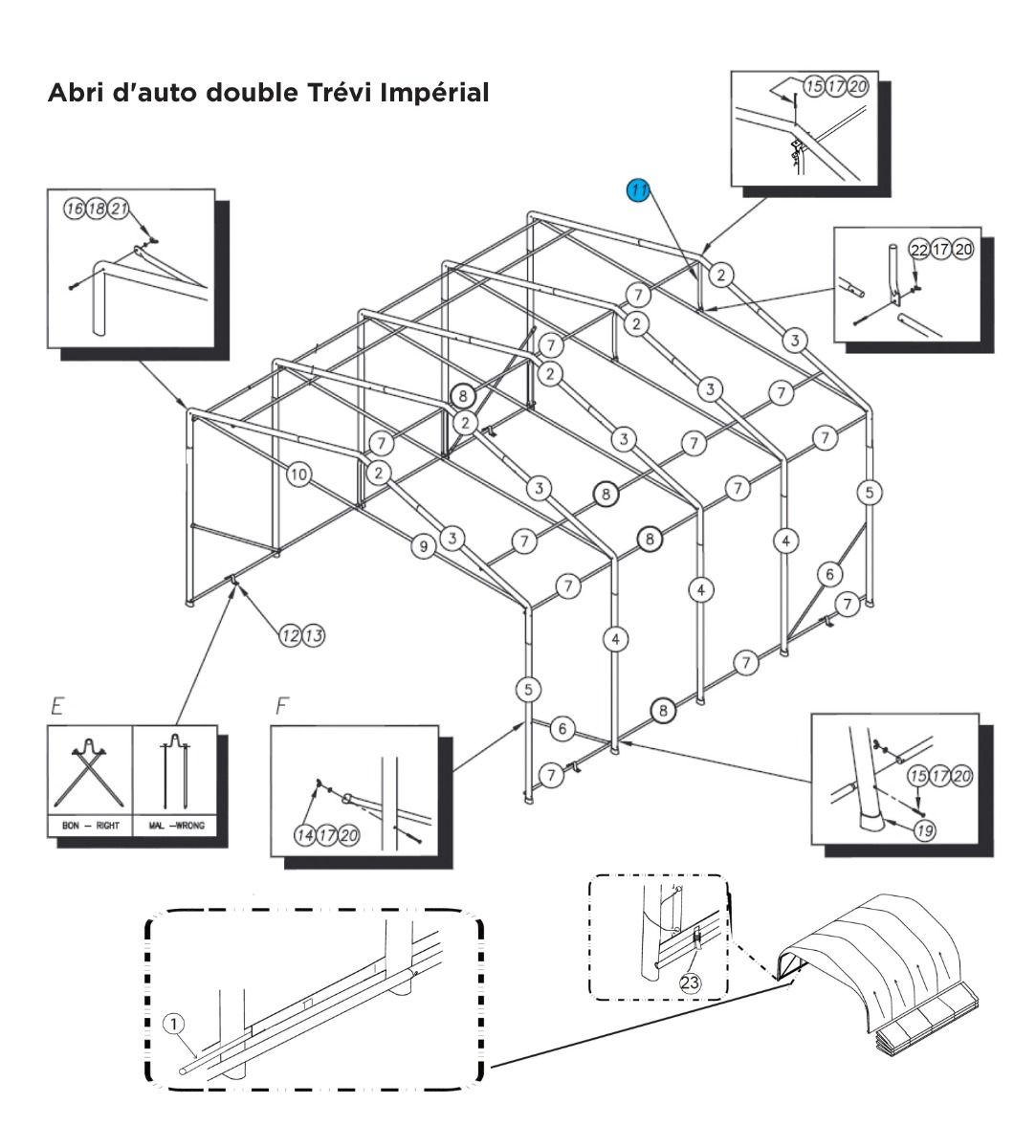 Pièces pour abri Impérial
