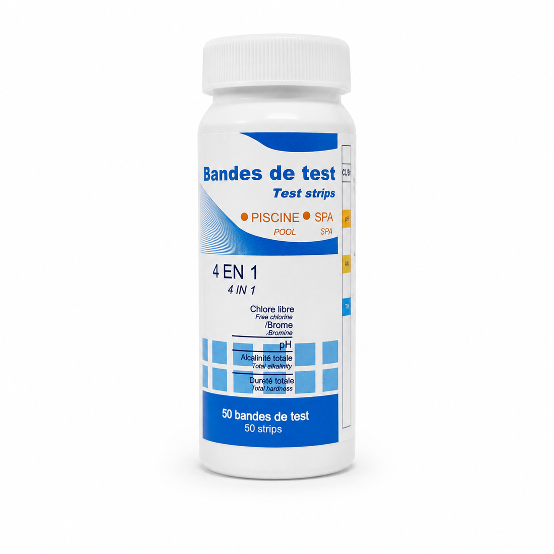 Bandelettes de test 4 en 1 pour piscine et spa - PTK07A/4WAY PW – 50 bandelettes