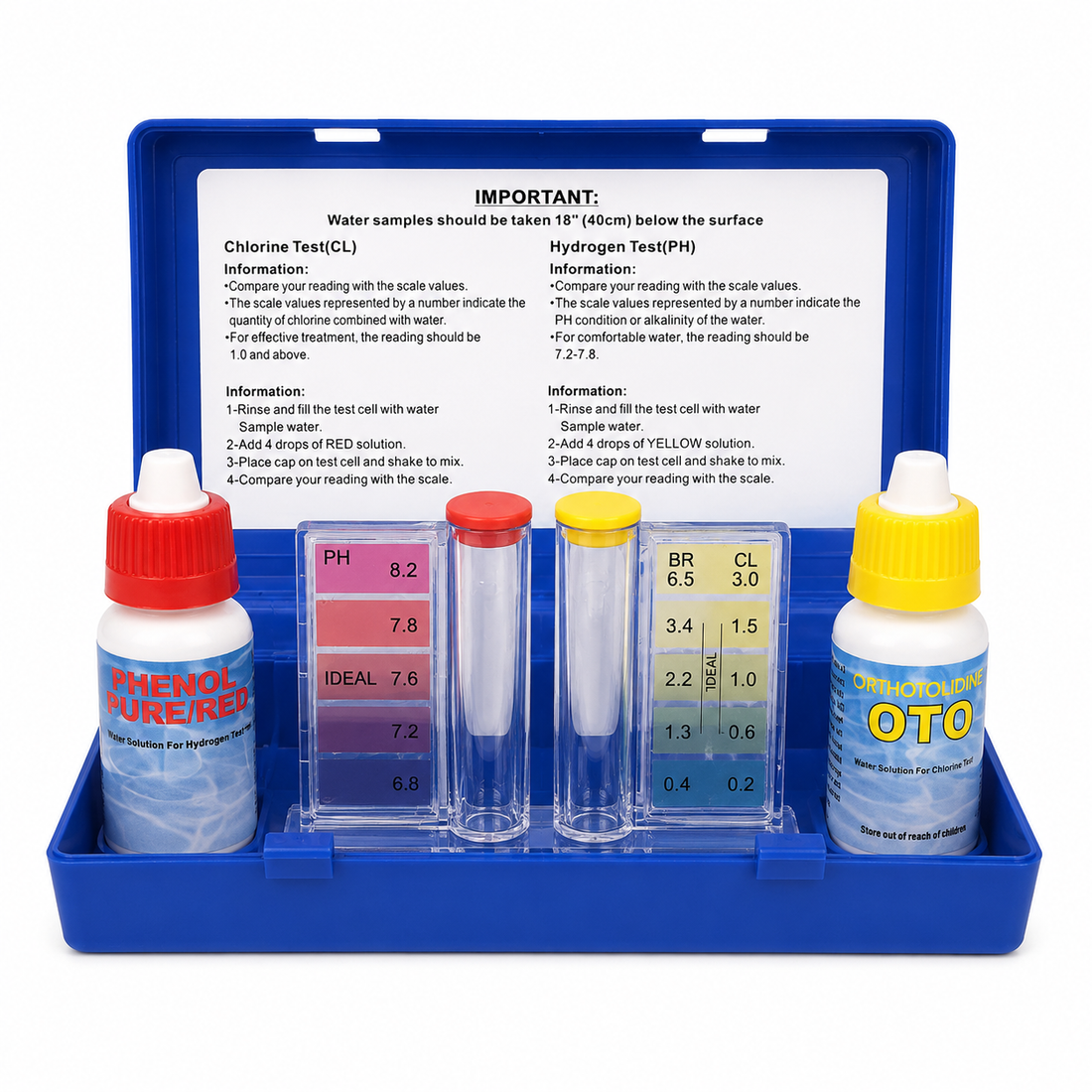 Trousse d’analyse liquide 3 en 1 brome, chlore et pH pour piscine et spa - Gouttelettes K1907 CX