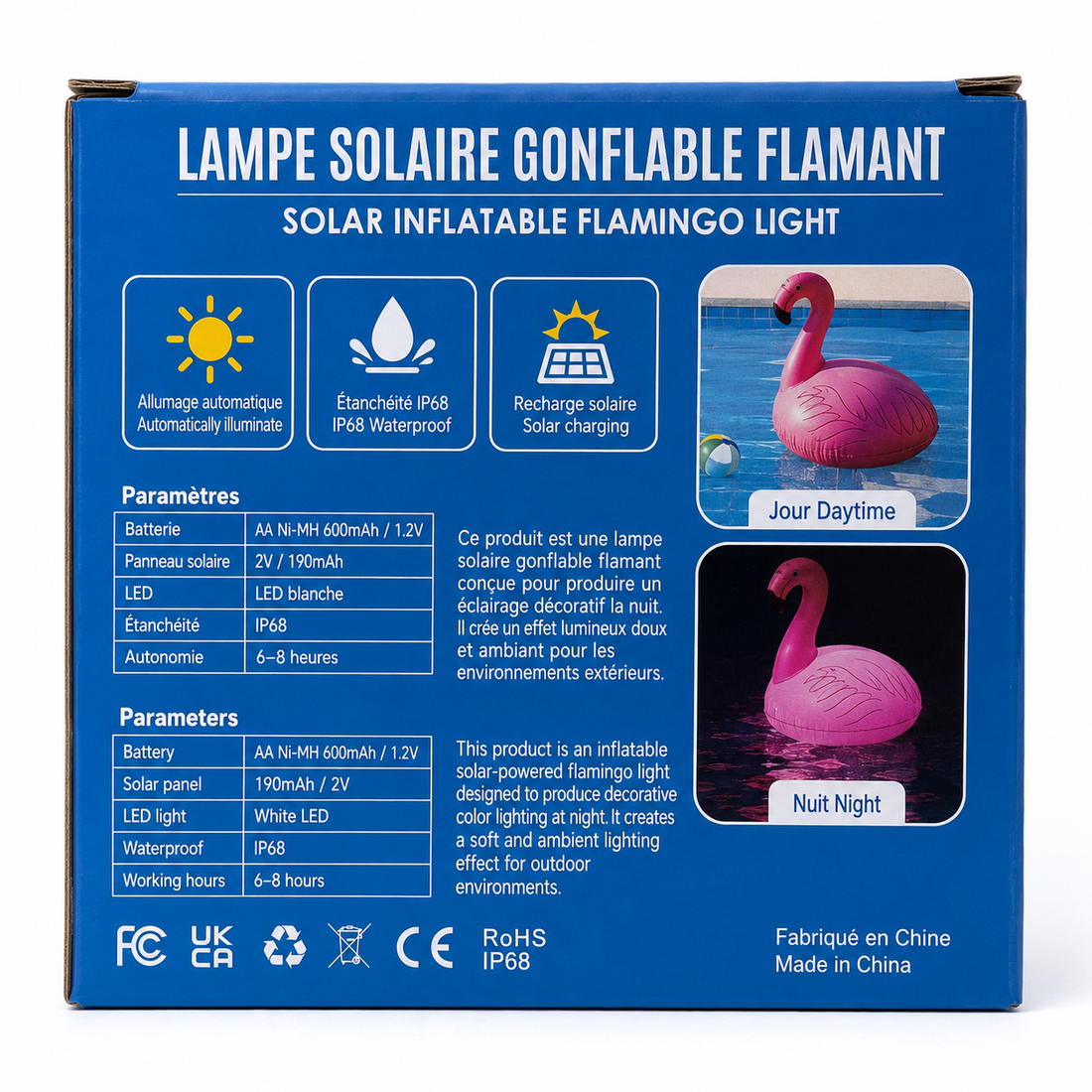 Inflatable Flamingo Solar Lamp for Pool and Spa - CT212FG