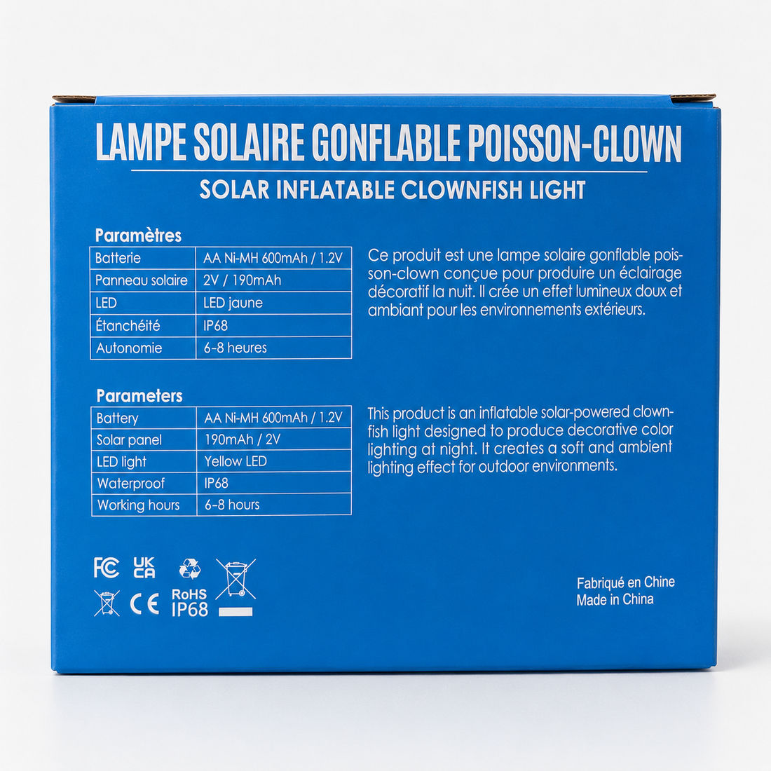 Lampe solaire gonflable en forme de Nemo pour piscine et spa - CT253