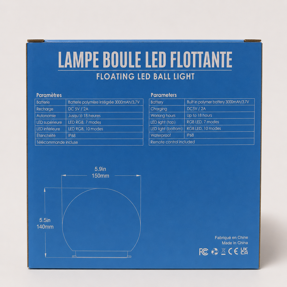 Lumière LED flottante en boule pour piscine et spa - CT223W