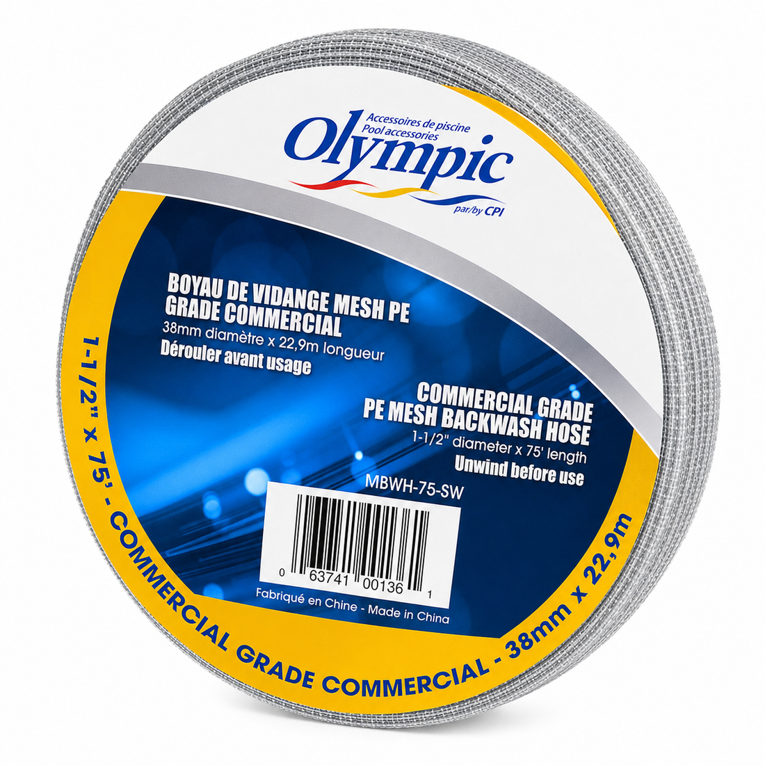 Grey Woven Return Hose 75 ft - MBWH-75-SW CPLASTICS