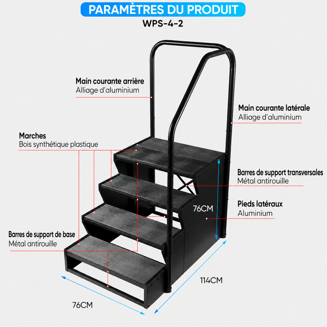 Non-slip swim spa step - WPS-4-2