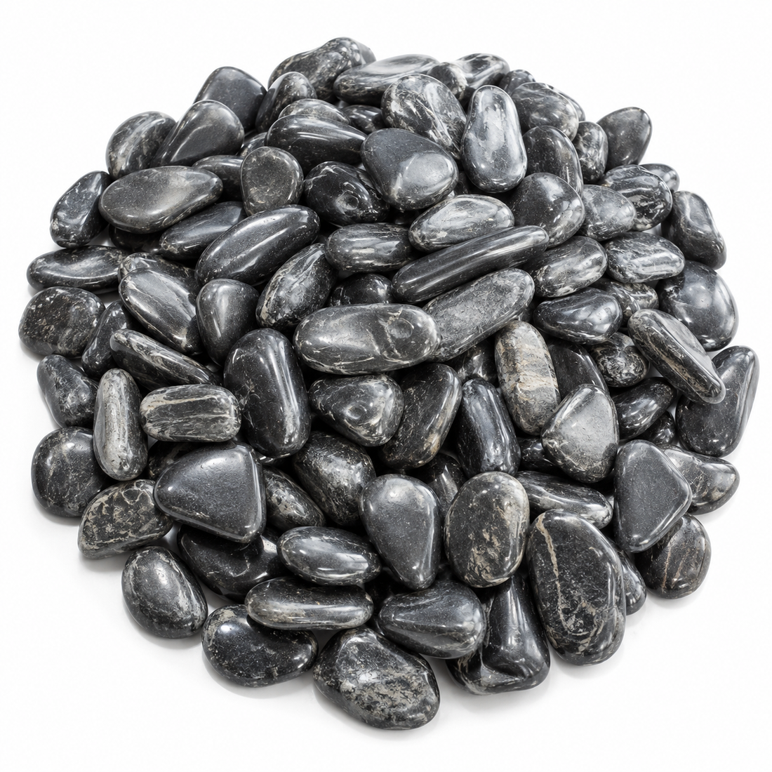 Polished Black Decorative River Stone 2 to 5 cm – 20 kg Bag – LX-BH002