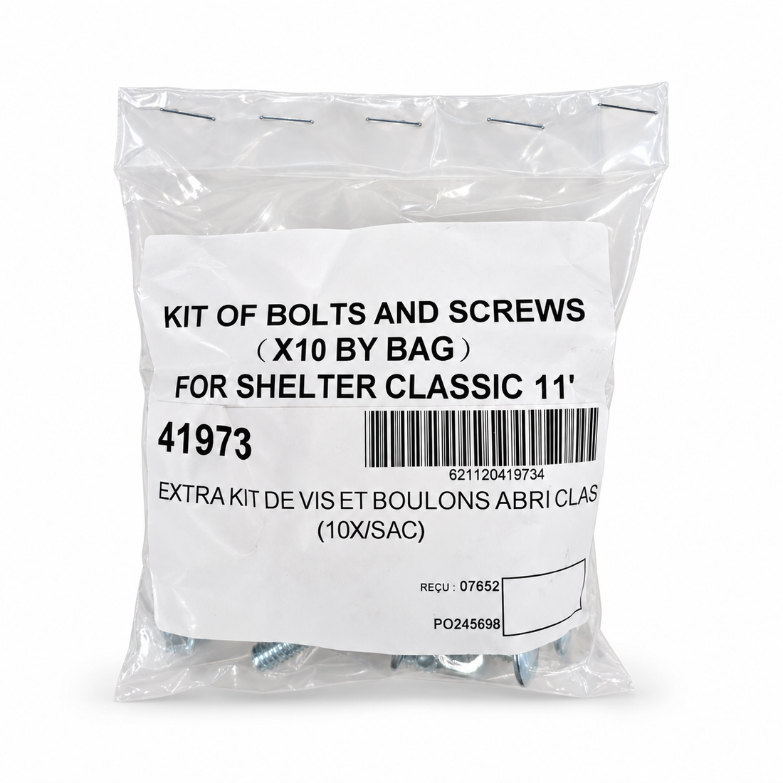 Ensemble de vis et boulons pour abri Classic/ultra 11' de largeur