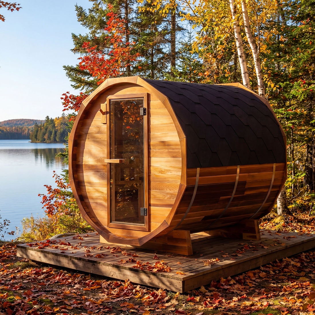 Scandinavian Barrel Sauna - 5' 7/8'' x 5' 7/8''