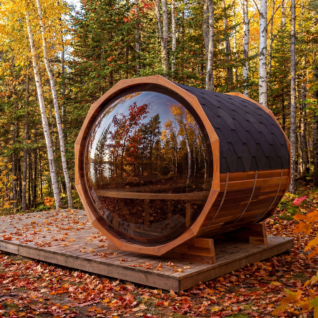 Scandinavian Barrel Sauna - 5' 7/8'' x 5' 7/8''