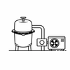 Plumbing for cartridge filter, pump, and heat pump