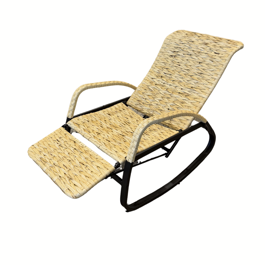 Wicker rocking chair with black frame - Store demo with imperfections