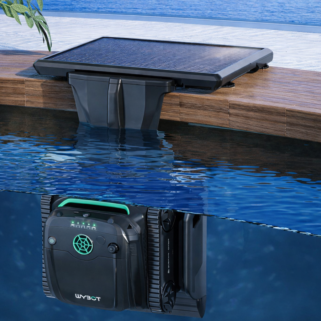 Robot S2 recharge solaire/vision IA de Wybot sans fil pour piscines creusées