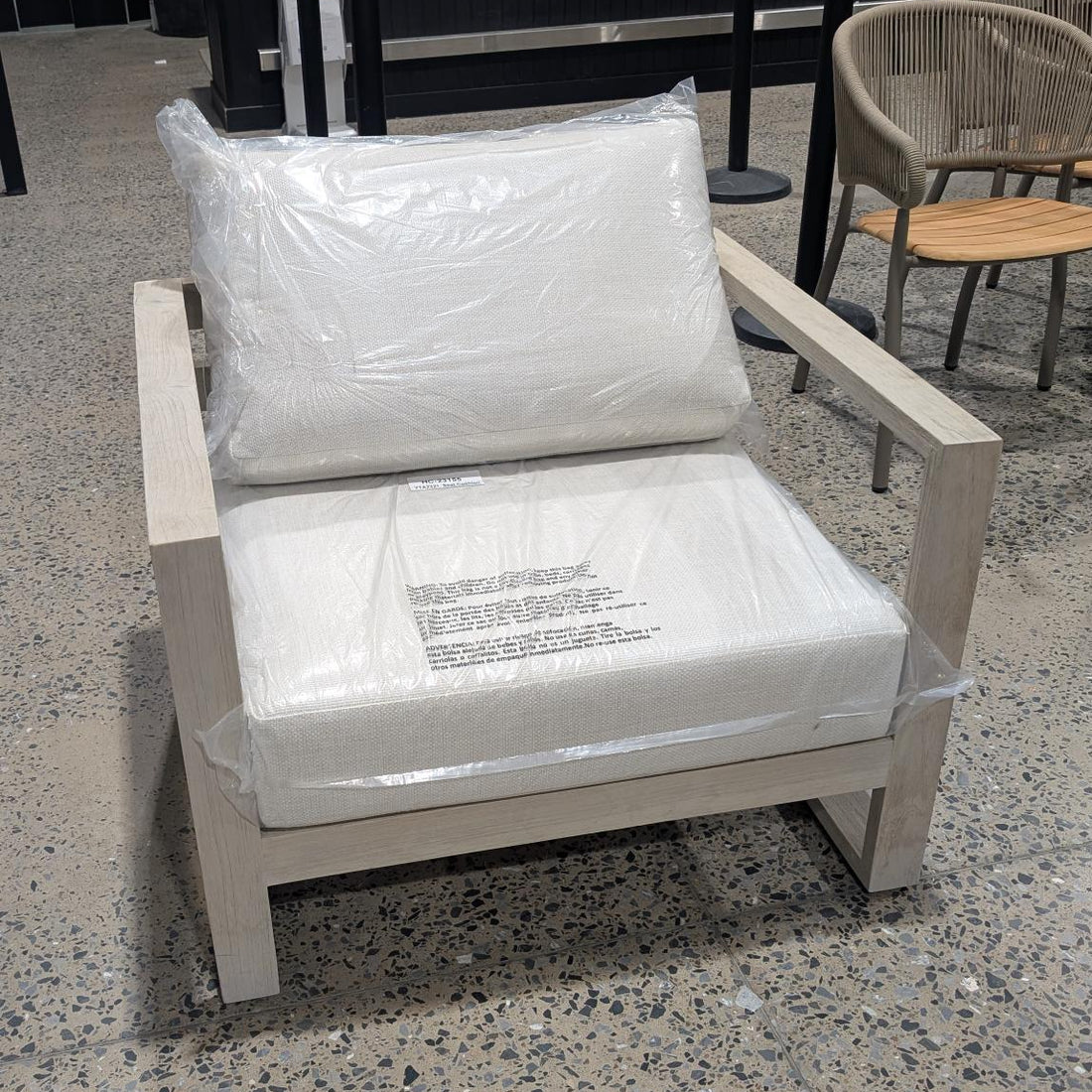 Geneva armchair in bleached teak with cream cushion - Store demo with imperfections