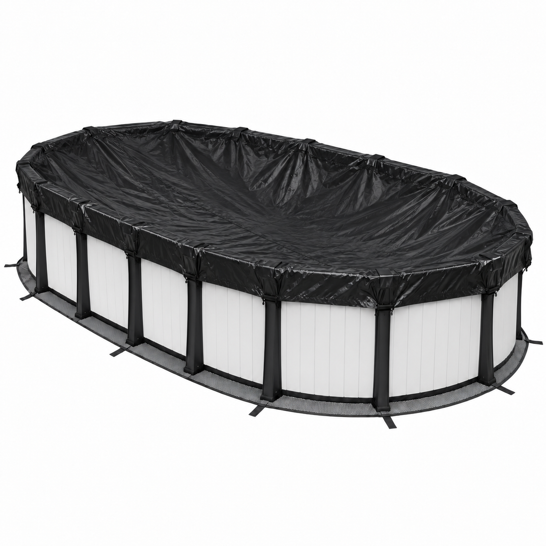 Opaque cover for oval above-ground pool