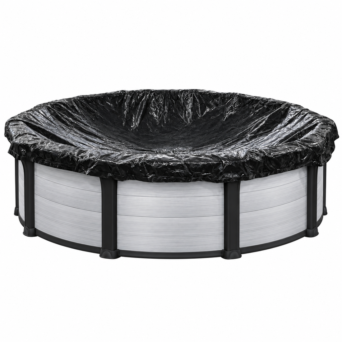Opaque cover for round above-ground pool