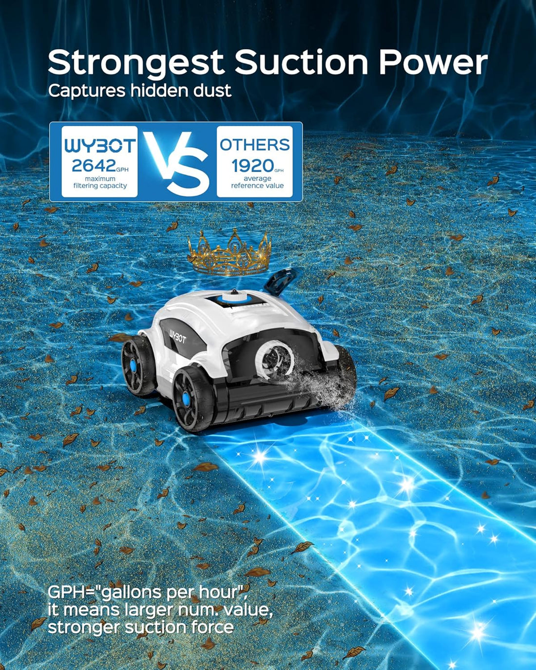 Robot Typhor 3 de Wybot sans fil pour piscines hors terre