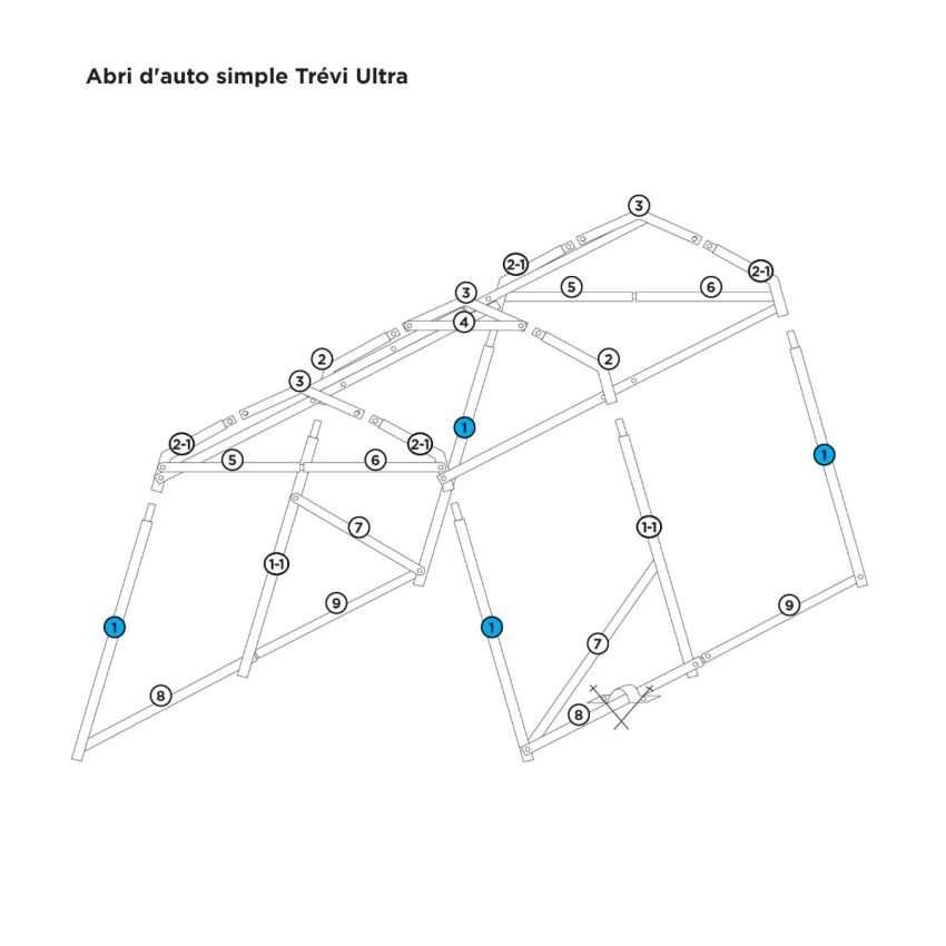 # 1 Poteau 62 3/4'' 1 trou