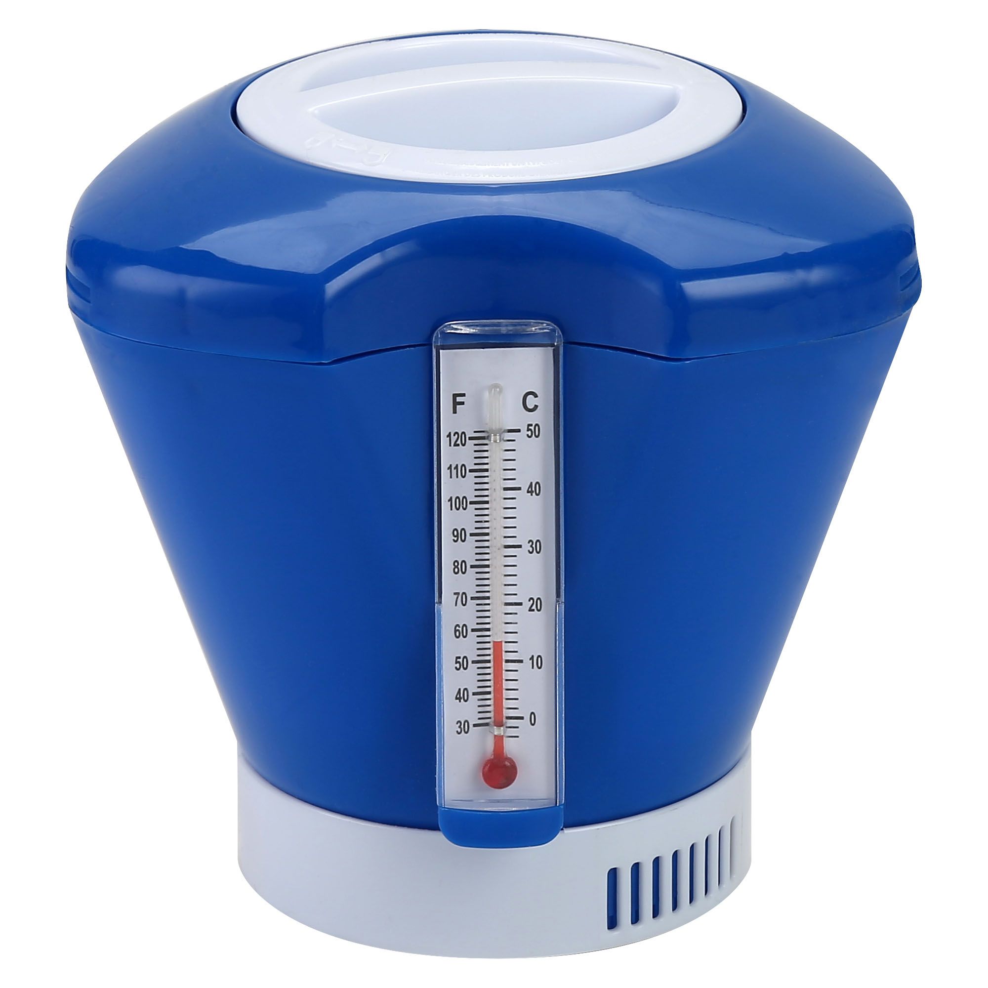 Malibu Doseur flottant avec thermomètre (plastique, bleu)